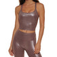 Calvin Klein Women's Printed Strappy Back Tank Top Brown Size Medium