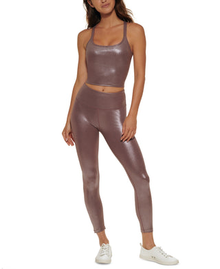 Calvin Klein Women's Printed Strappy Back Tank Top Brown Size Medium