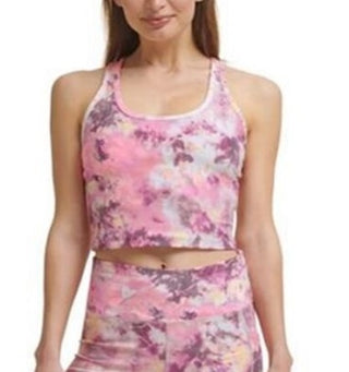 Calvin Klein Women's Printed Racerback Cropped Tank Top Purple Size S