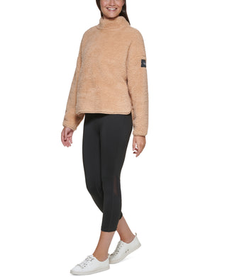 Calvin Klein Women's Mock Neck Pullover Top Brown Size Medium