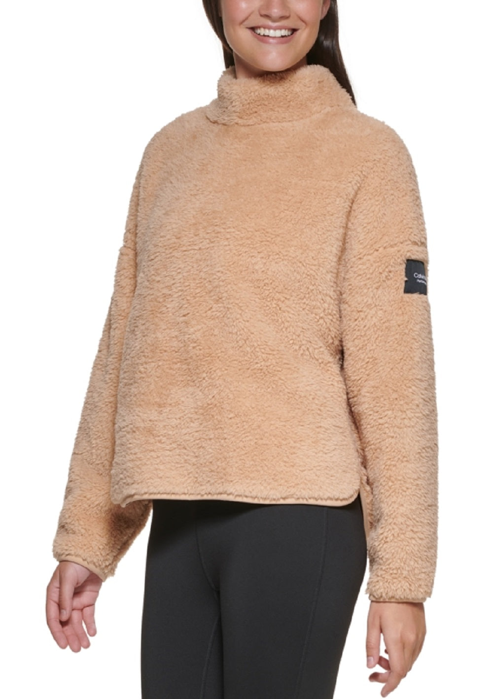 Calvin Klein Women's Mock Neck Pullover Top Brown Size Medium