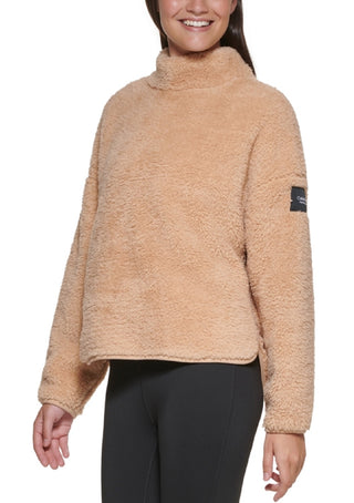 Calvin Klein Women's Mock Neck Pullover Top Brown Size Medium