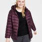 Charter Club Women's Hooded Packable Down Puffer Coat Purple Size 2X