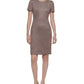 Calvin Klein Women's Scuba Suede Short Sleeve Sheath Dress Brown Size 12