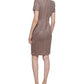 Calvin Klein Women's Scuba Suede Short Sleeve Sheath Dress Brown Size 12