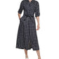 Calvin Klein Women's Plaid a Line Shirtdress White Size 12