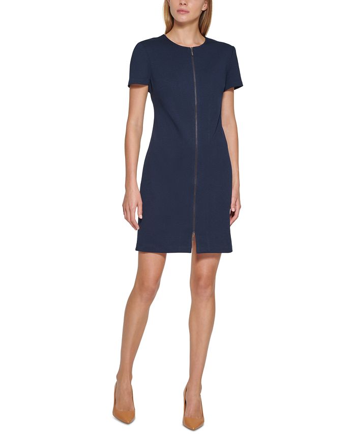 Calvin Klein Women's Zip Front A Line Dress Blue Size 2