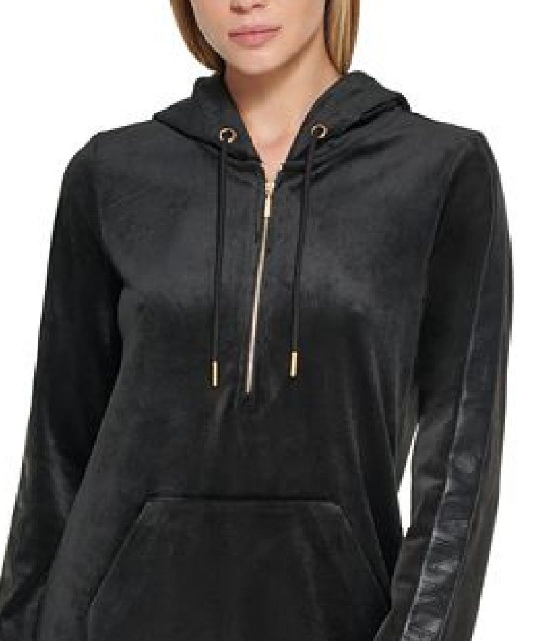 Calvin Klein Women's Zip Front Hoodie Dress Black Size Large