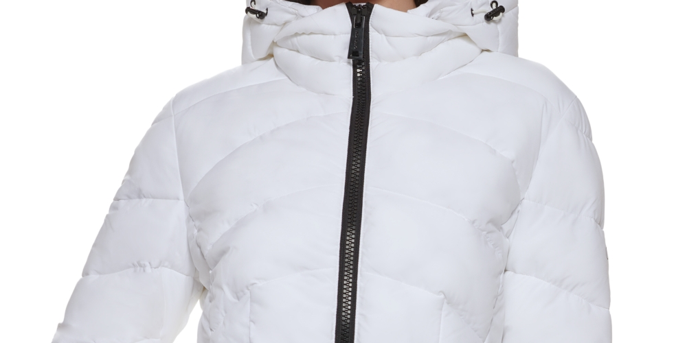 Calvin Klein Women's Hooded Packable Puffer Coat White Size Large