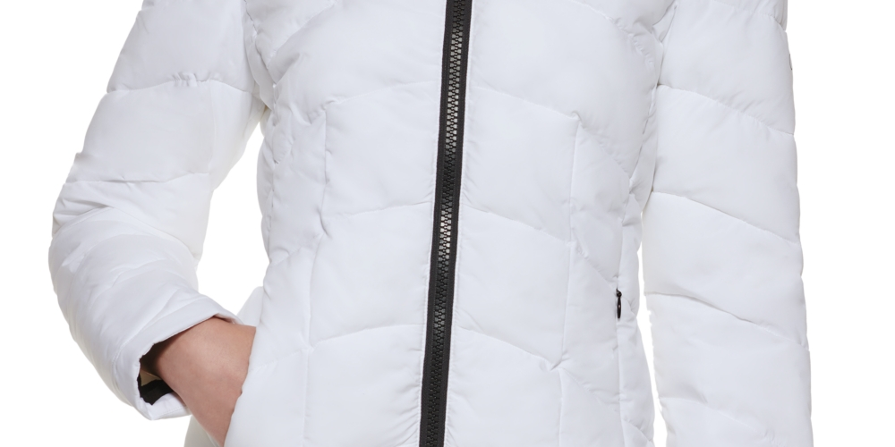 Calvin Klein Women's Hooded Packable Puffer Coat White Size Large