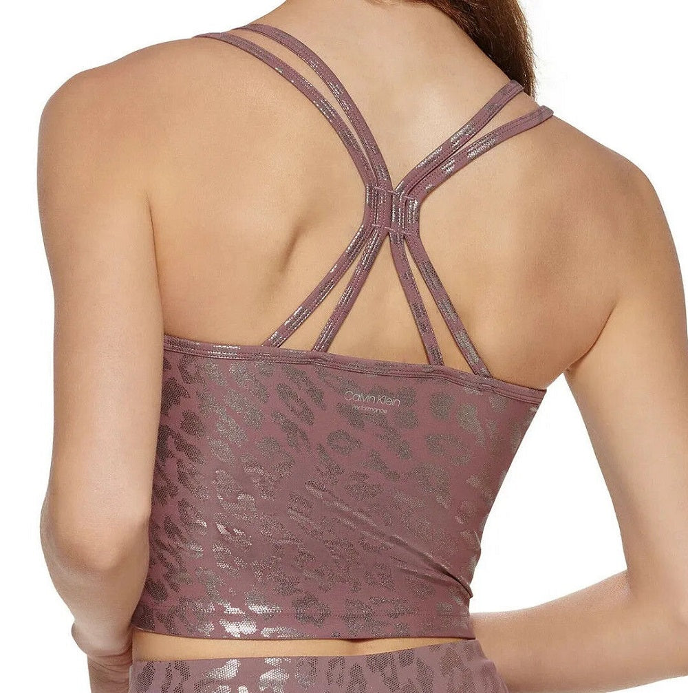 Calvin Klein Women's Printed Strappy Back Tank Top Brown Size X-Large