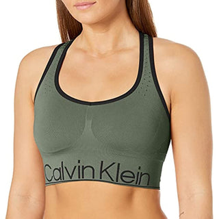 Calvin Klein Women's Mid Impact Sports Bra Green Size Small