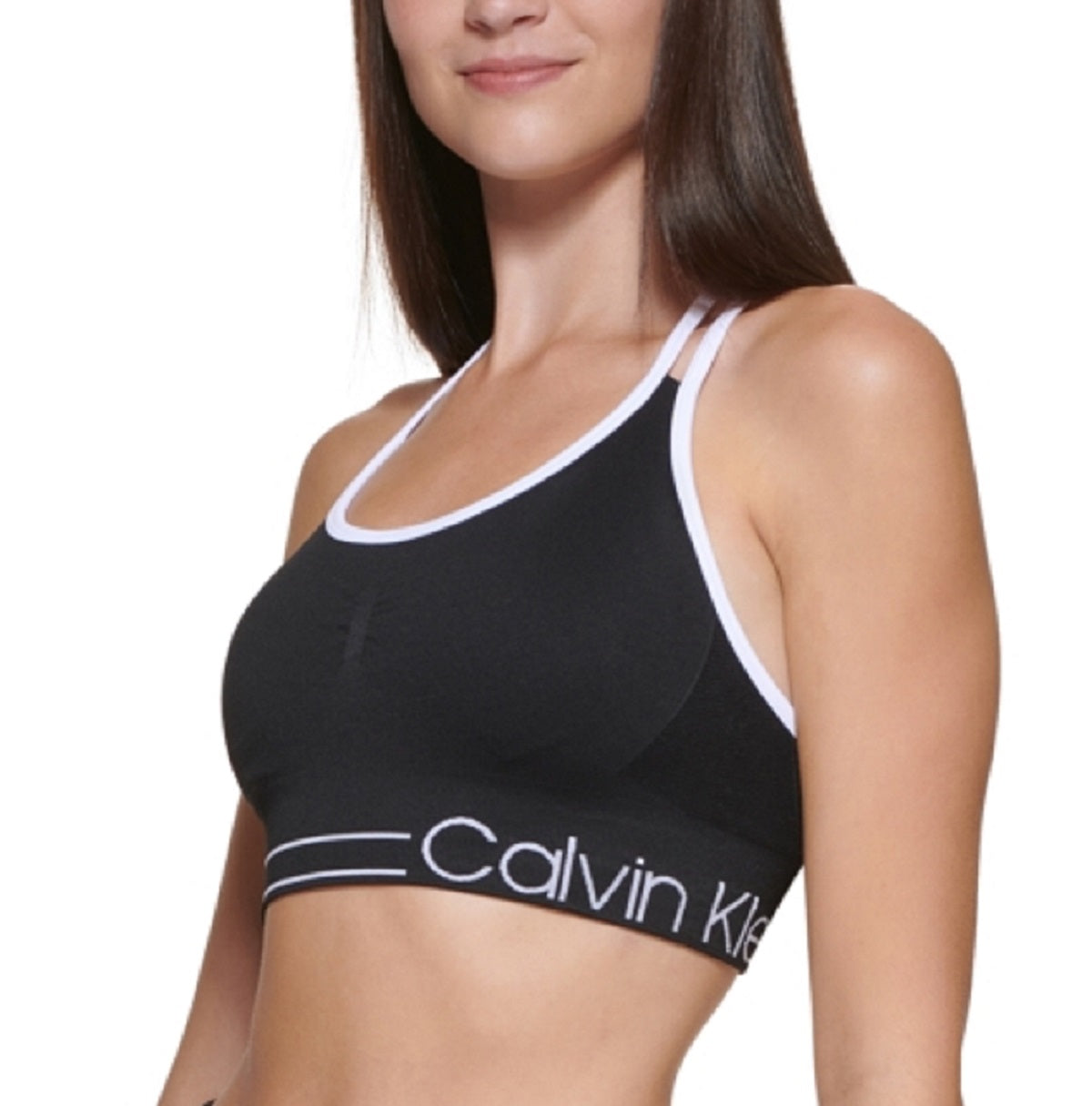 Calvin Klein Women's Strappy Back Sports Bra Black Size Medium