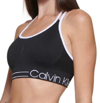 Calvin Klein Women's Strappy Back Sports Bra Black Size Medium