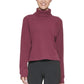 Calvin Klein Women's Ribbed Turtleneck Crop Pullover Sweater Purple Size XL