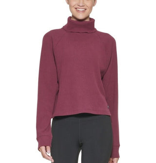 Calvin Klein Women's Ribbed Turtleneck Crop Pullover Sweater Purple Size XL