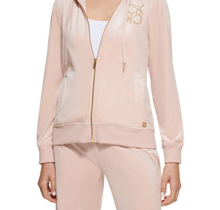 Calvin Klein Women's Velour Comfy Hoodie Pink Size X-Large