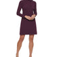 Calvin Klein Women's Stretch Zippered Darted Self Tie Neck Bow Scuba Crepe Long Sleeve Mock Neck Short Evening Body Con Dress Purple 12Petite