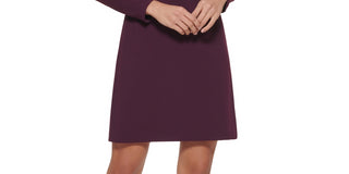 Calvin Klein Women's Tie Neck Scuba Crepe Dress Purple Size 6