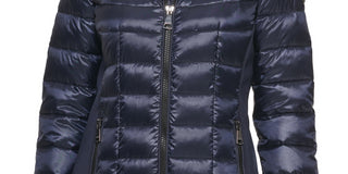 Calvin Klein Women's Hooded Down Packable Puffer Coat Blue Size Large