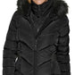 Calvin Klein Women's Faux Fur Trim Hooded Puffer Coat Black Size Small