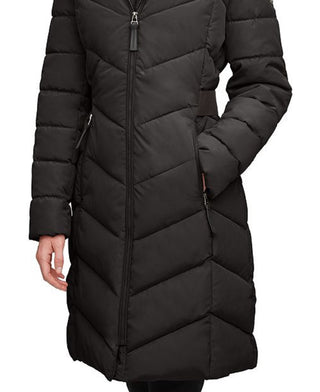 Calvin Klein Women's Faux Fur Trim Hooded Puffer Coat Black Size X-Large