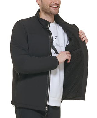 Calvin Klein Men's Sherpa Lined Classic Soft Shell Jacket Black Size XX-Large