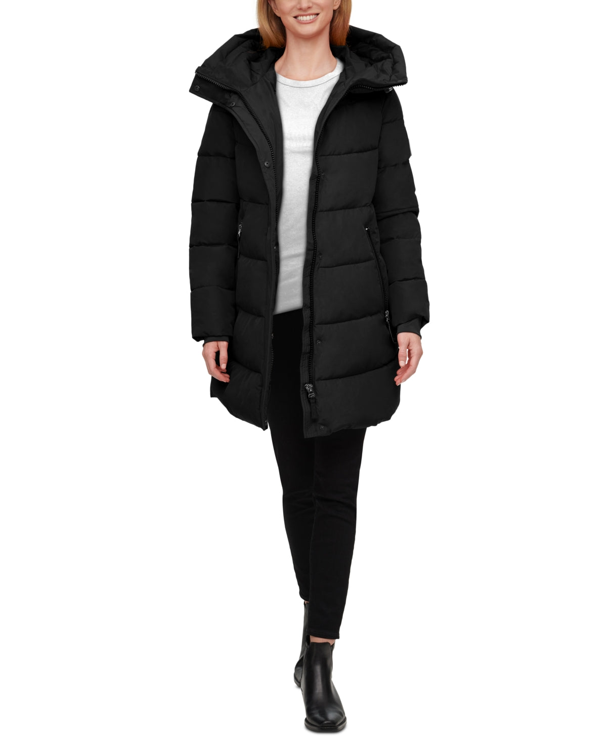 Calvin Klein Women's Hooded Puffer Coat Black Size Medium