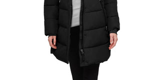 Calvin Klein Women's Hooded Puffer Coat Black Size Medium