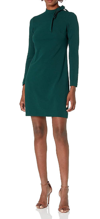Calvin Klein Women's Long Sleeve Dress with Tie Neck Detail Green Size 10