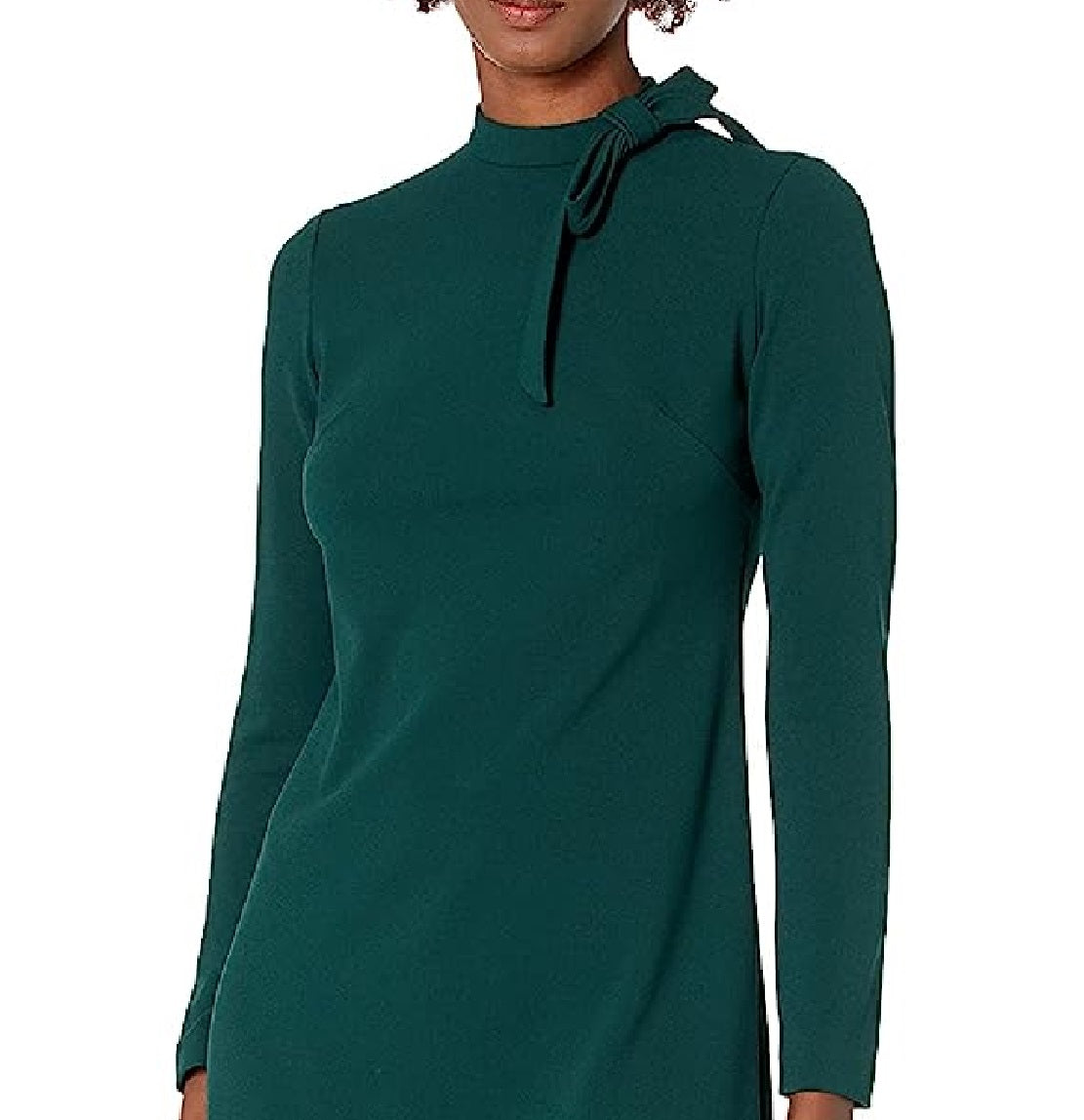 Calvin Klein Women's Long Sleeve Dress with Tie Neck Detail Green Size 10