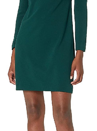 Calvin Klein Women's Long Sleeve Dress with Tie Neck Detail Green Size 10