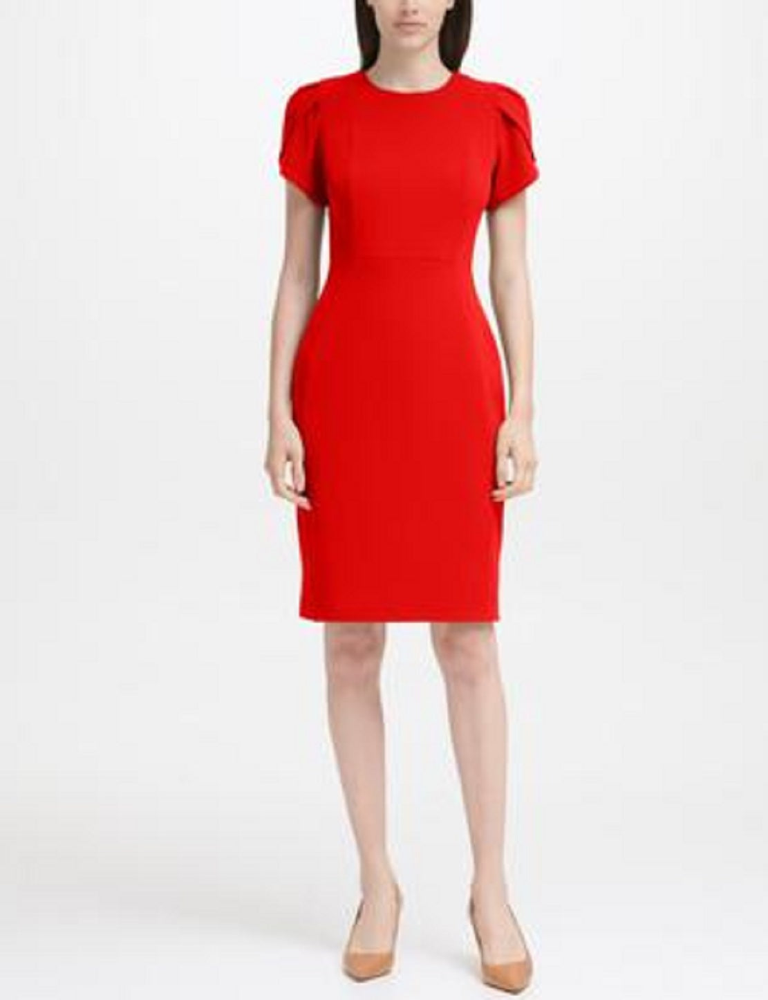 Calvin Klein Women's Tulip Sleeve Sheath Dress Red Size 4