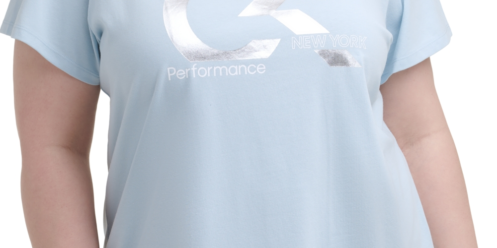 Calvin Klein Women's Performance Plus Logo Print T-Shirt Aqua Size 3X