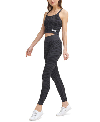 Calvin Klein Women's Textured Zebra Print Crop Top Black Size Small