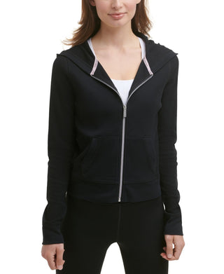 Calvin Klein Women's Zip Front Hoodie Black Size Medium