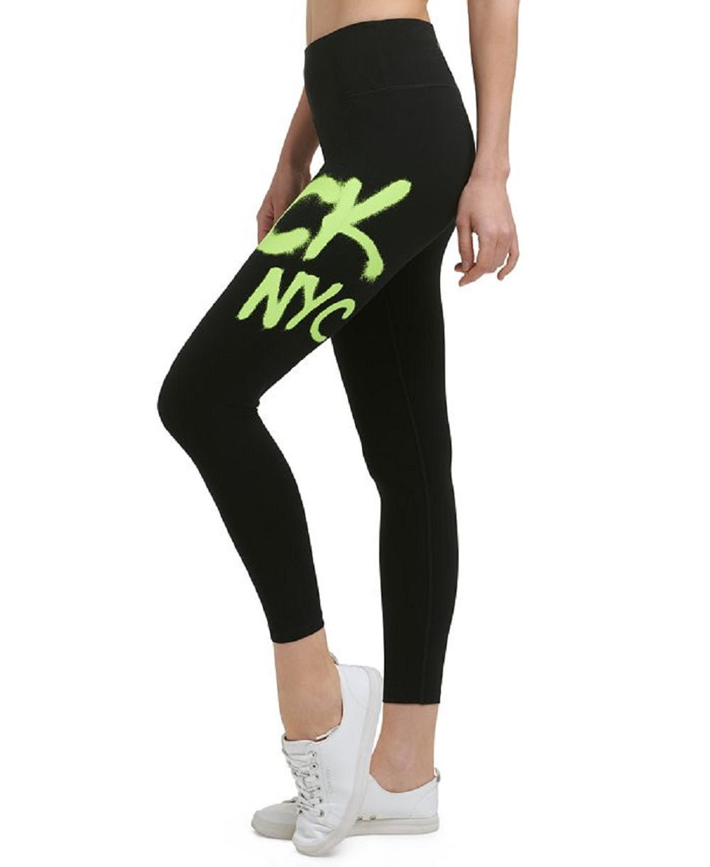 Calvin Klein Women's Graffiti Logo 7/8 Leggings Green Size XX