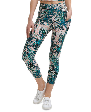 Calvin Klein Women's Performance Printed High Waist Length Leggings Green Size M