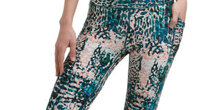 Calvin Klein Women's Performance Printed High Waist Length Leggings Green Size M