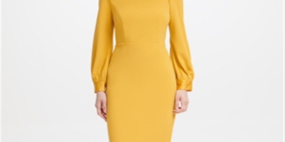 Calvin Klein Women's Puff Shoulder Sheath Dress Yellow Size 6