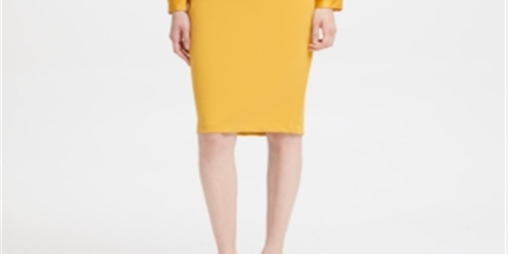 Calvin Klein Women's Puff Shoulder Sheath Dress Yellow Size 6