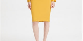 Calvin Klein Women's Puff Shoulder Sheath Dress Yellow Size 6