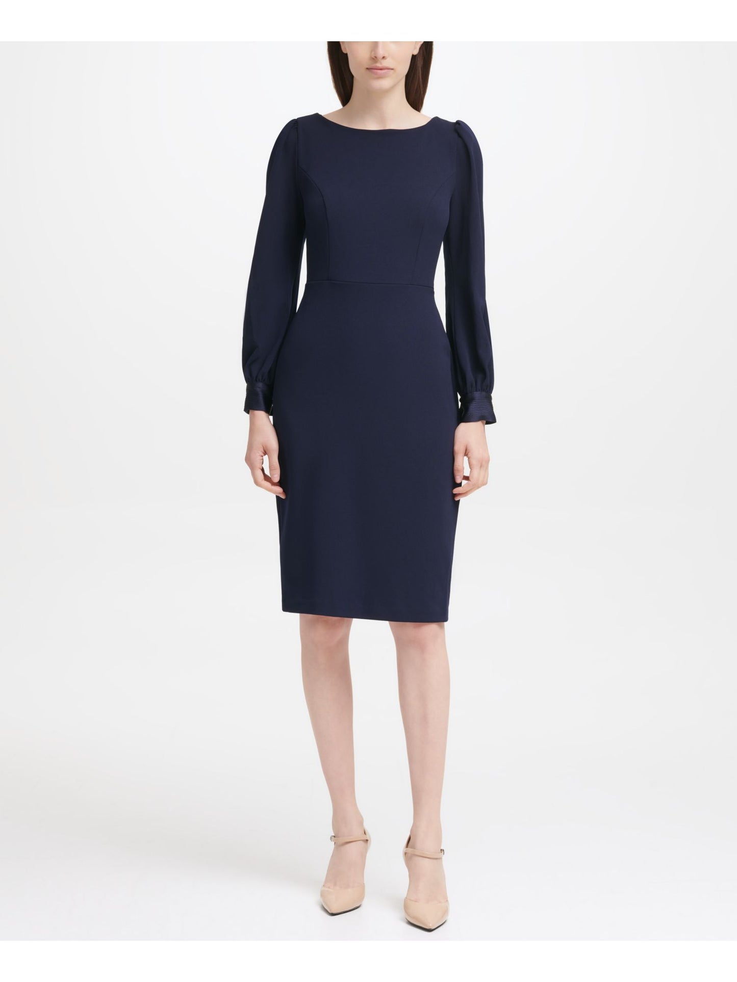 Calvin Klein Women's Puff Shoulder Sheath Dress Blue Size 12