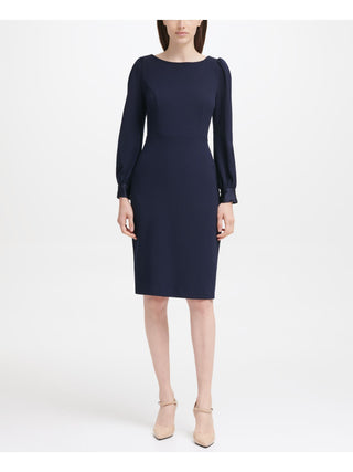 Calvin Klein Women's Puff Shoulder Sheath Dress Blue Size 12