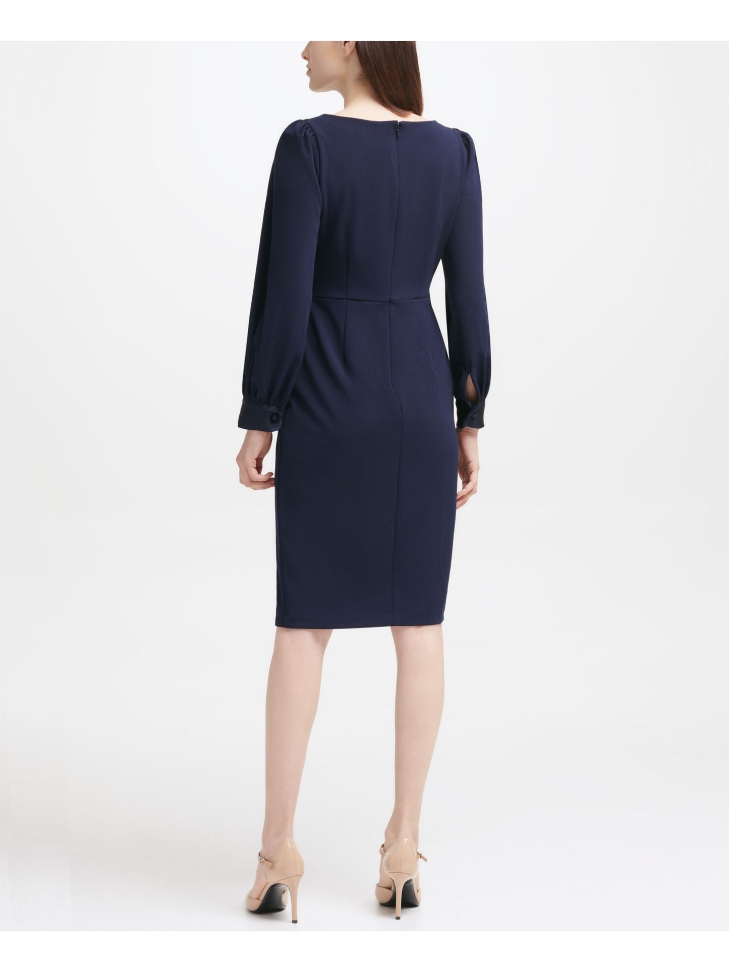 Calvin Klein Women's Puff Shoulder Sheath Dress Blue Size 12