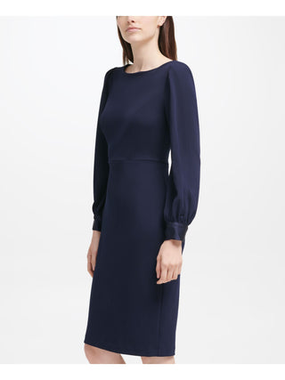 Calvin Klein Women's Puff Shoulder Sheath Dress Blue Size 12