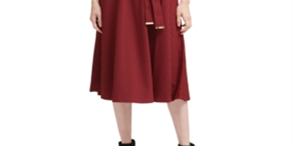 Calvin Klein Women's Belted Houndstooth a Line Dress Red Size 14