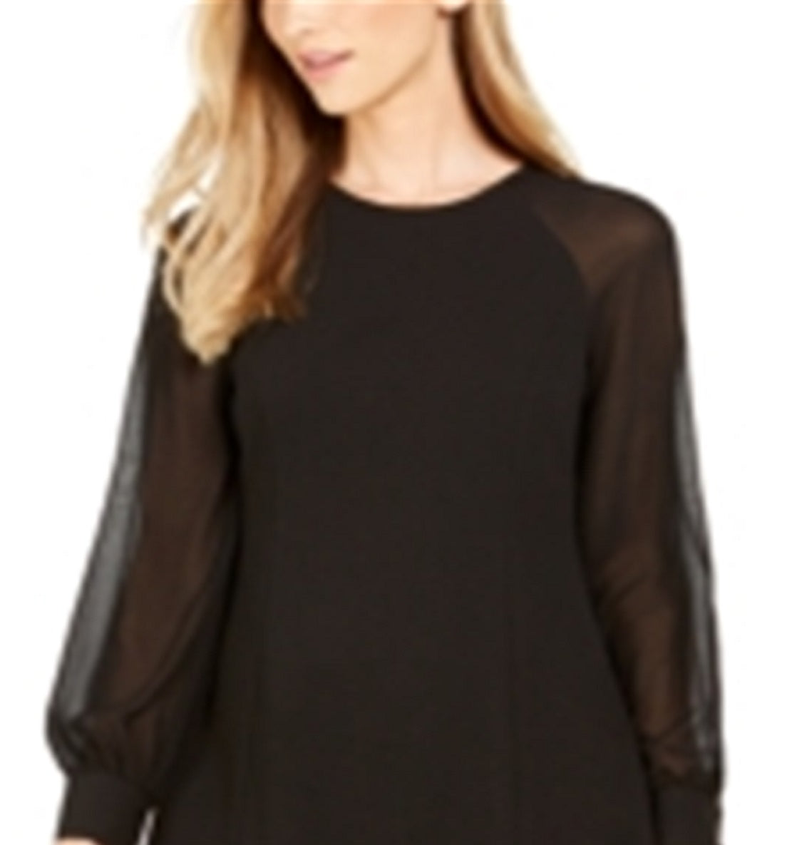 Calvin Klein Women's Illusion Sleeve a Line Dress Black Size 12