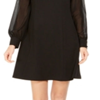 Calvin Klein Women's Illusion Sleeve a Line Dress Black Size 12