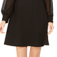 Calvin Klein Women's A Line Dress with Illusion Cuff Sleeve Black Size 4